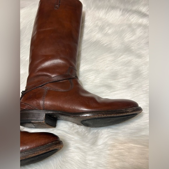 Frye Lindsay Plate Rich Brown Riding Boots - Picture 9 of 16